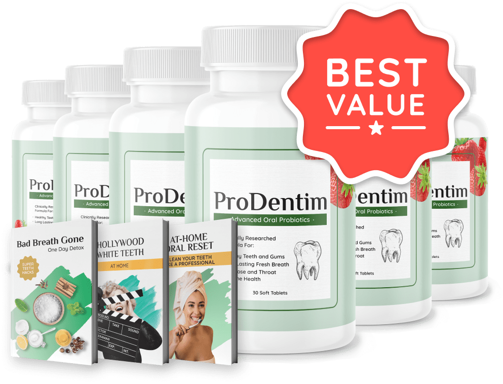 6 bottles of ProDentim with bonus guides